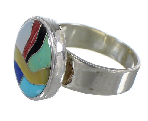 Silver And Multicolor Southwestern Ring Size 8-1/2 YX77522